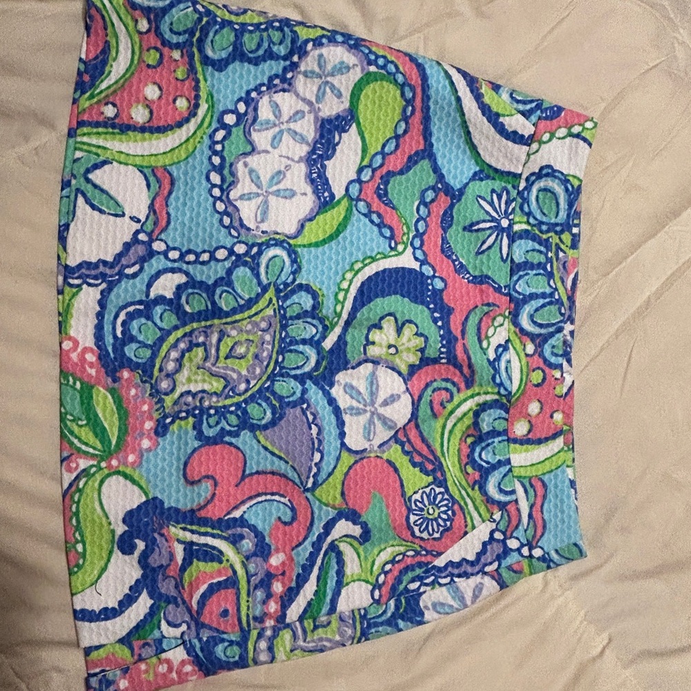 Lilly Pulitzer Conch Republic Shells Fish Groovy Pink Aqua Skirt Size 2 - Picture 9 of 11